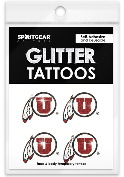 Utah Utes Glitter Tattoos 4 Pack