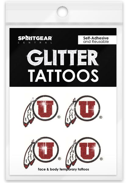 Utah Utes Glitter Tattoos 4 Pack
