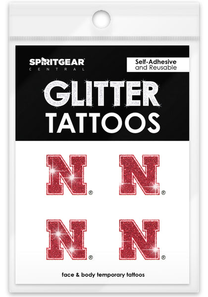 Nebraska Cornhuskers Glitter Tattoos 4 Pack