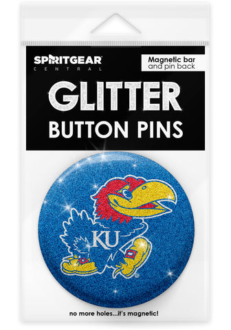 Kansas Jayhawks Glitter Button Pins