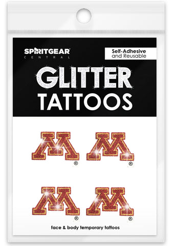 Minnesota Golden Gophers Glitter Tattoos 4 Pack