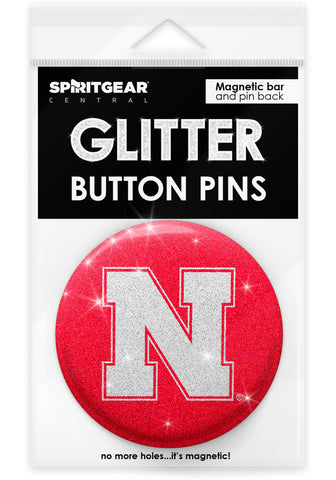Nebraska Cornhuskers Glitter Button Pins