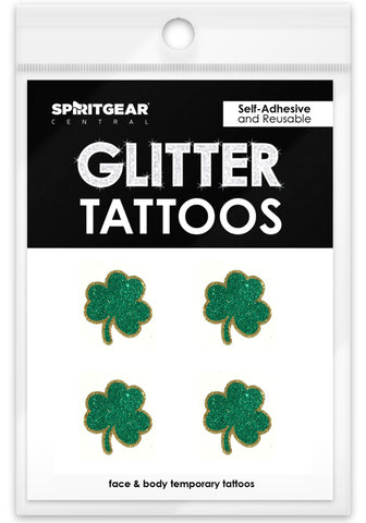 St. Patrick's Day Shamrock Glitter Tattoos 4 Pack