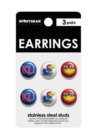 Kansas Jayhawks Stud Earrings - Spirit Gear Central