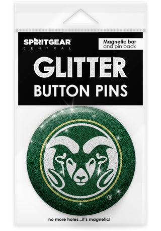 Colorado State Rams Glitter Button Pins