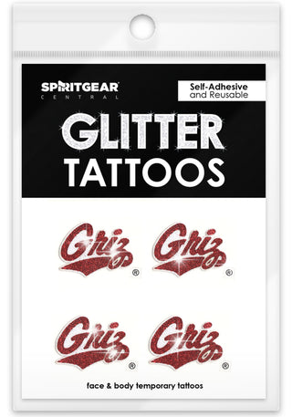 Montana Grizzlies Glitter Tattoos 4 Pack - Spirit Gear Central