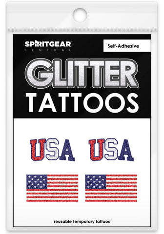 USA Glitter Tattoos 4 Pack - Spirit Gear Central