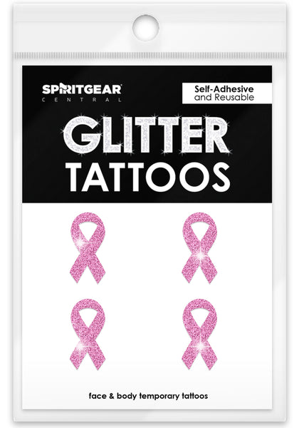 Awareness Ribbon Glitter Tattoos 4 Pack